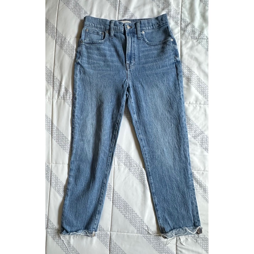 Madewell The Perfect Vintage Jean Medium Wash High Rise Raw Hem Size 26 MB406
